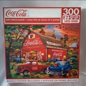 Coca-Cola "Barn Dance" 300 Pc Puzzle Complete   Nostalgic Country Farm w/Poster